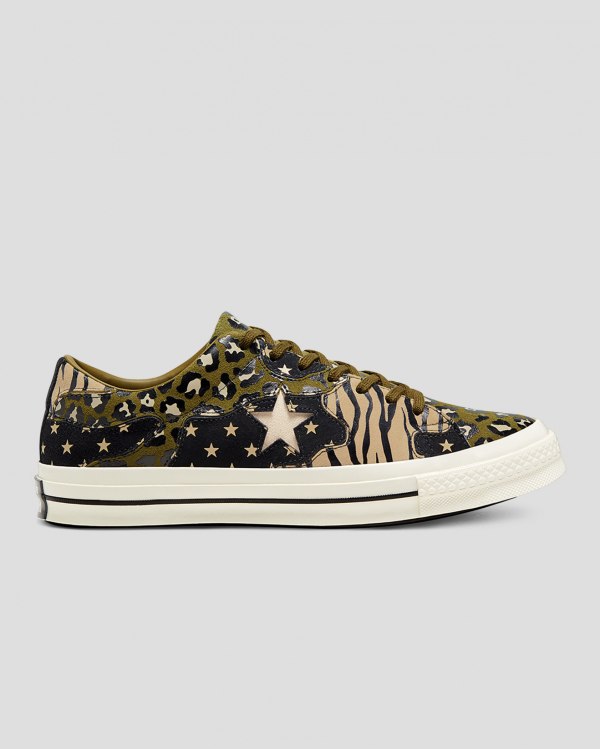 Converse One Star Archive Print Mix Olivengrøn Leopard Sko Danmark - Converse Lave Sneakers Dame - 6